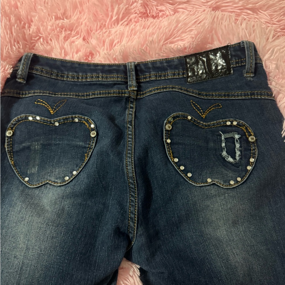 Apple Bottoms Dark Blue Jeans with Apple Embellishments
